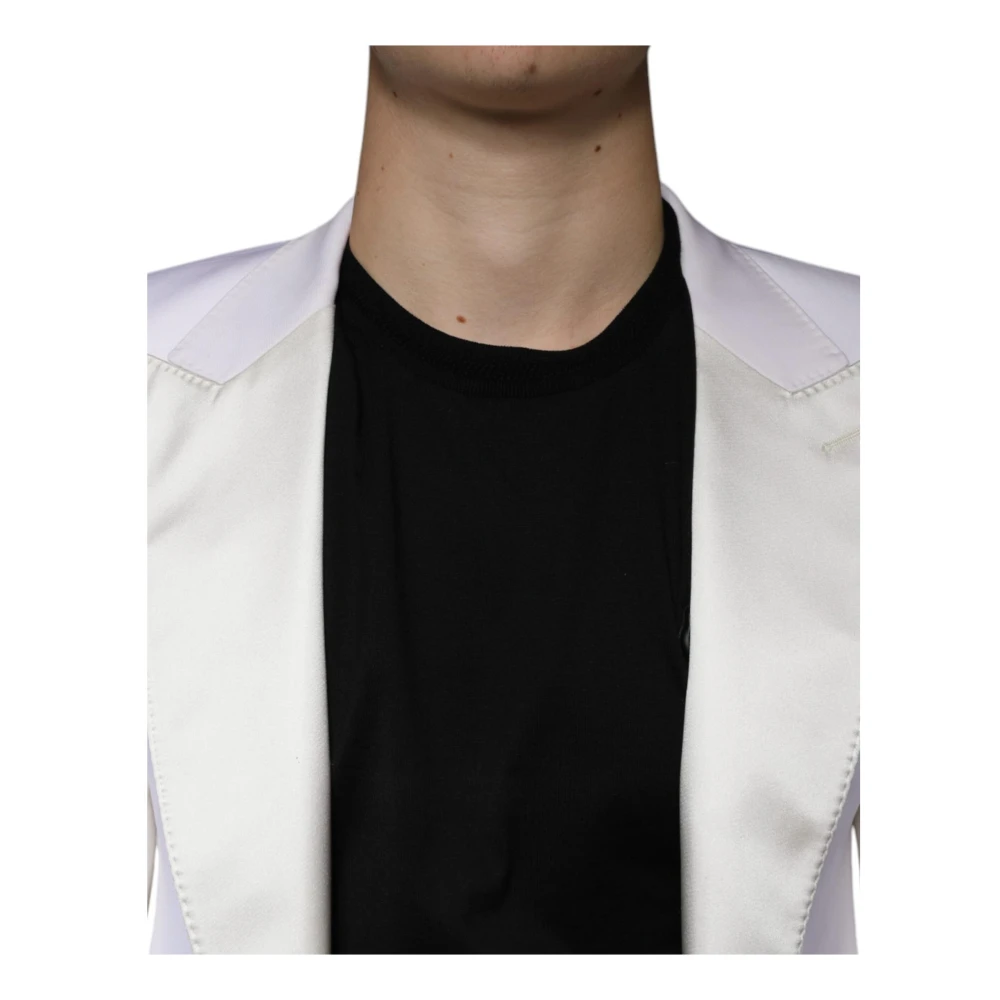 Dolce & Gabbana Off White Wol Blazer Slim Fit White Heren