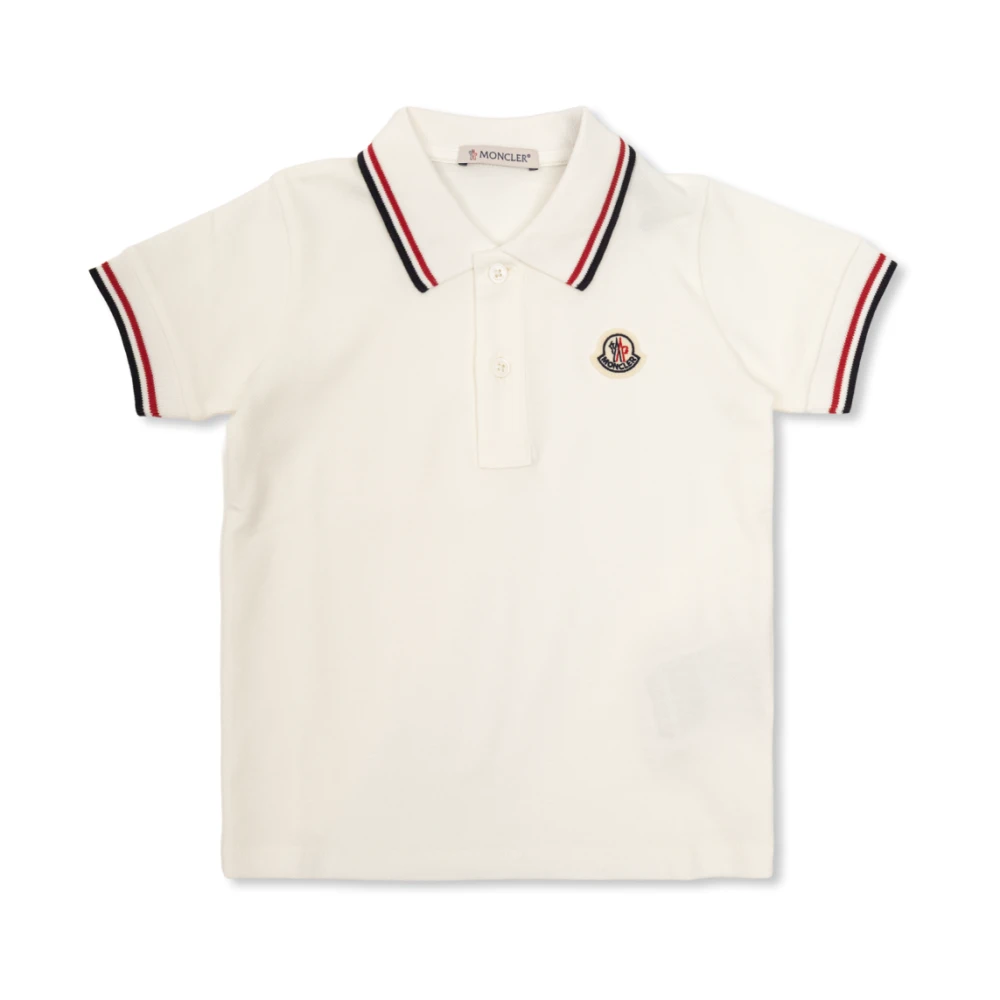 Moncler White Kids Short Sleeve T-Shirts, Unisex, 18 M, Logo Polo