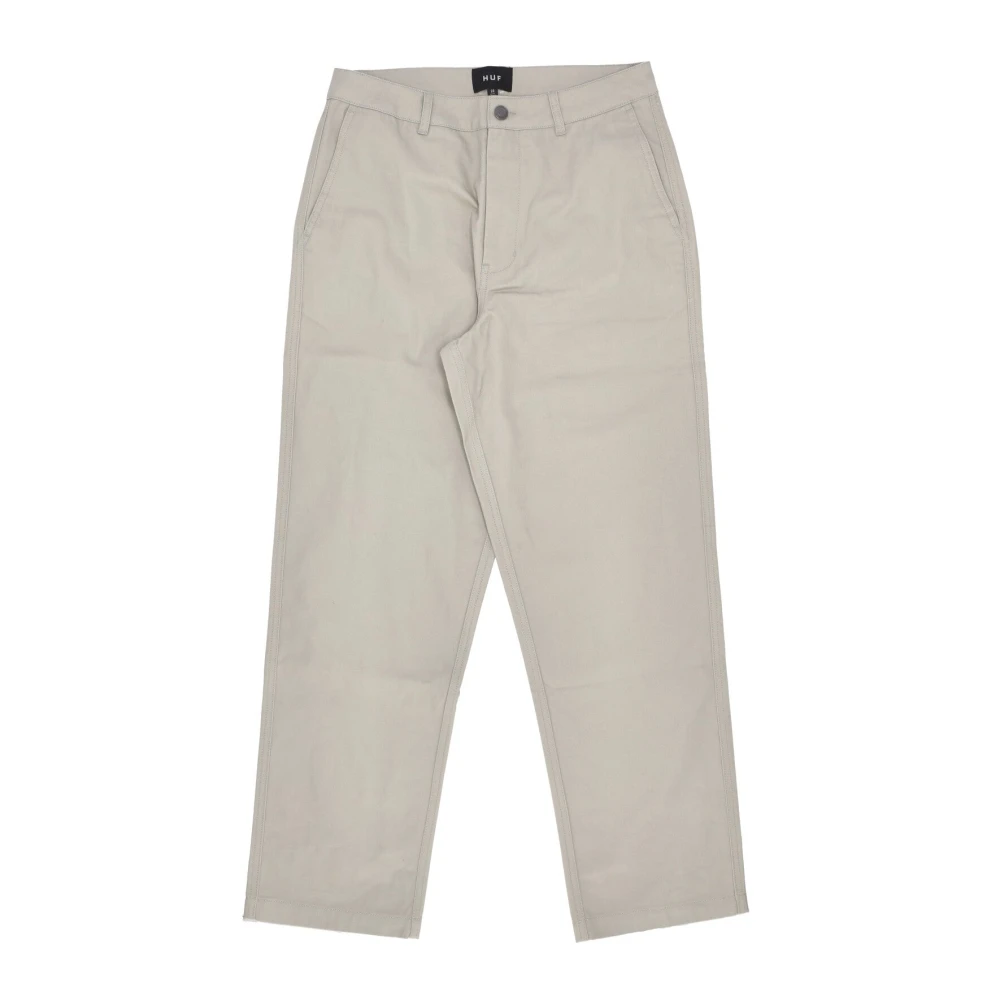 Huf Men's Gray Stone Long Fabric Trousers - Straight Trousers - W36 - Trousers