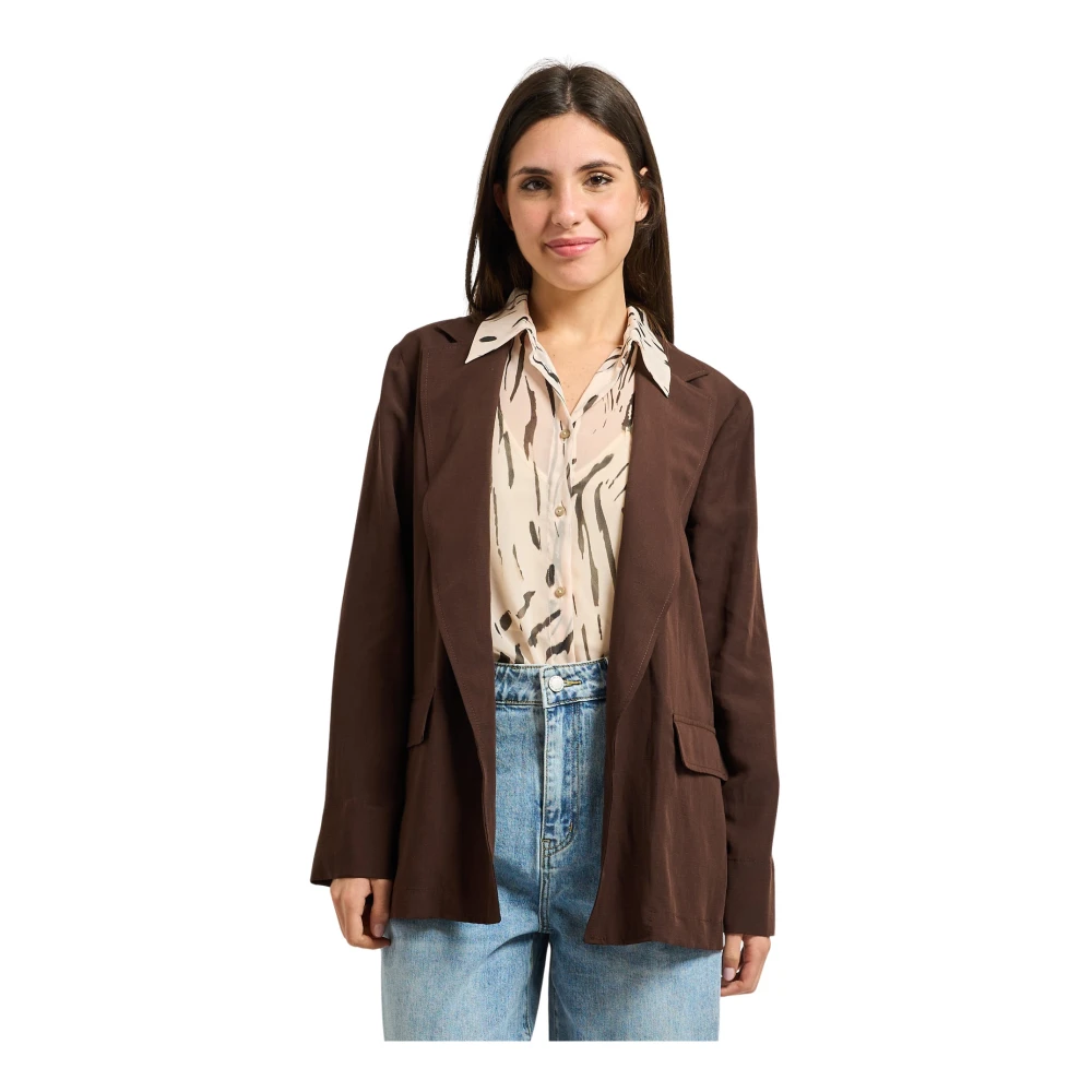 Pennyblack Vrouw Bruin Jassen Dames, L, Linnen, Linnen Blazer
