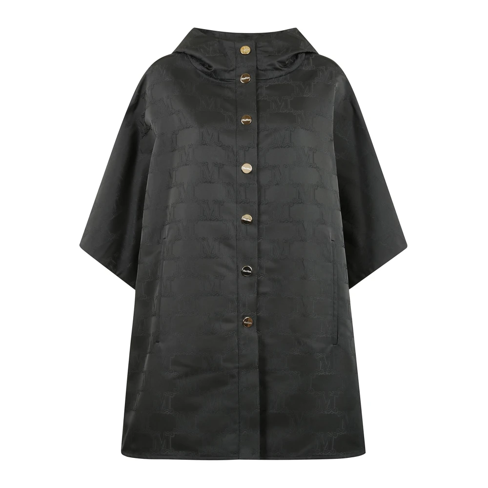 Max Mara Stijlvolle Zwarte Cape Wrap Poncho Black Dames