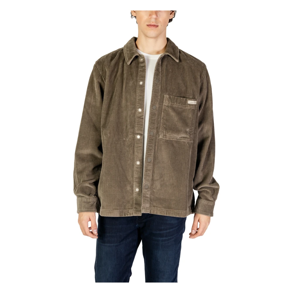 Calvin Klein Jeans Corduroy Herenoverhemd Herfst Winter Collectie Beige Heren