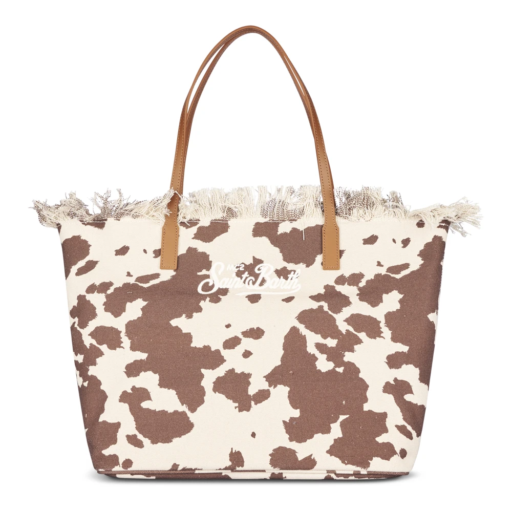 Mc2 Saint Barth Women's Brown City Bag Fringe - Canvas Cow West 18 Emb - Shopping Bags - One Size - Bags