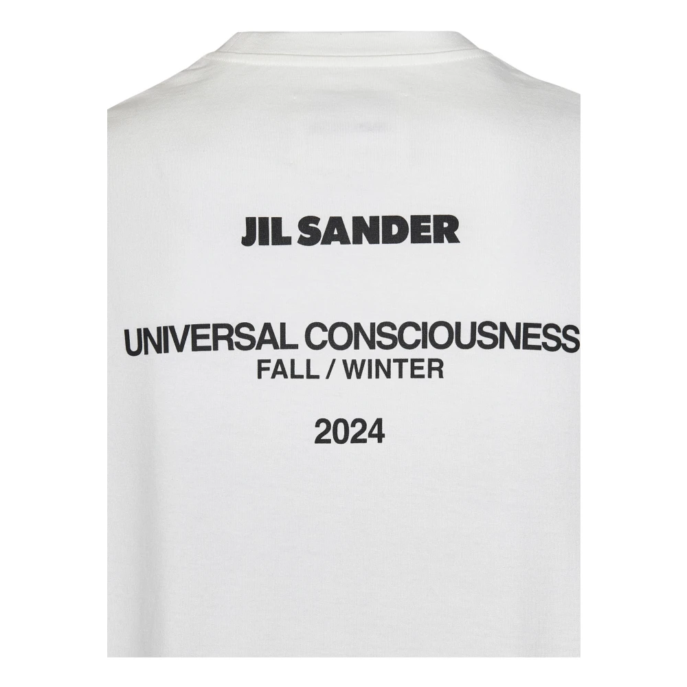Jil Sander Wit Katoenen Langemouw Crewneck T-Shirt White Heren