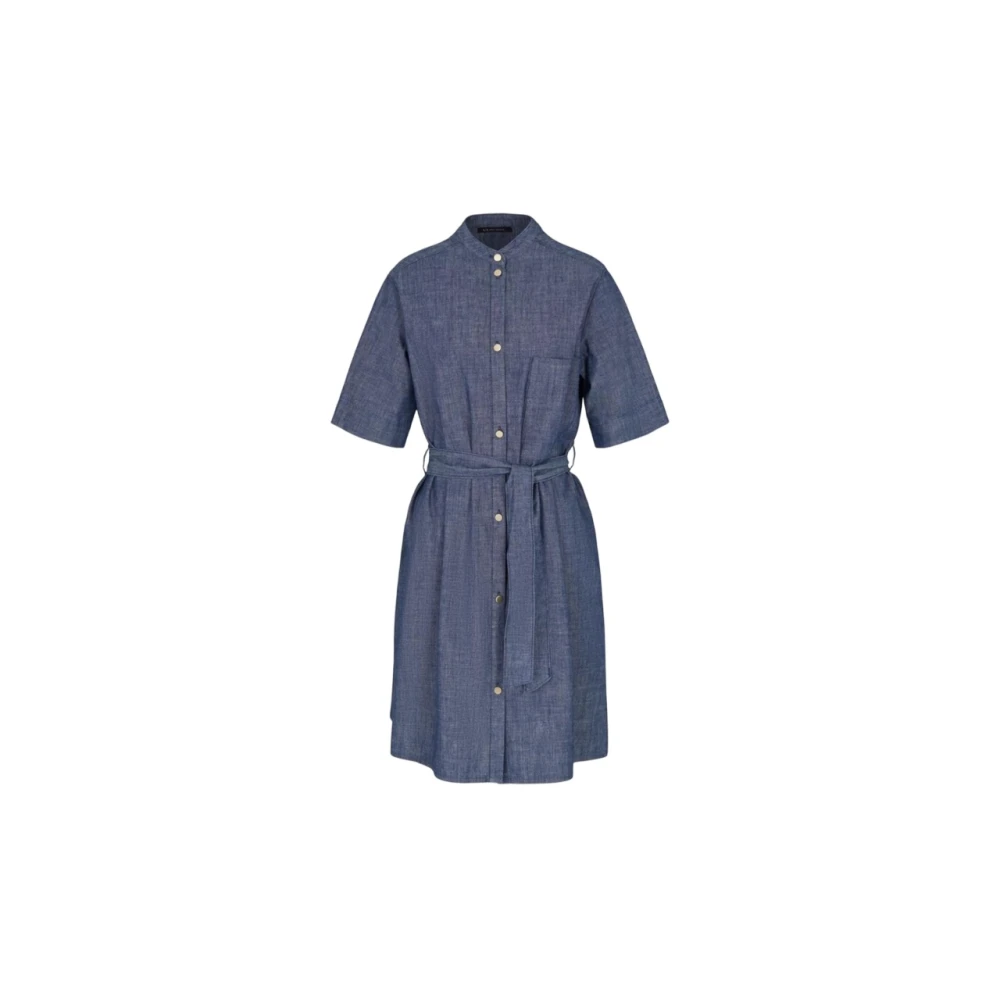 Armani Exchange Blue Shirt Dresses, Female, Xs, Cotton Chambray Smock Dress