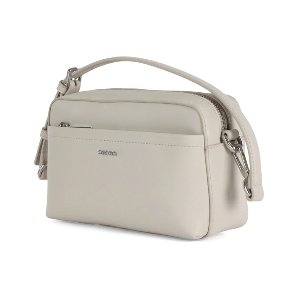 Calvin Klein Schoudertas van imitatieleer met logoplaat White Dames