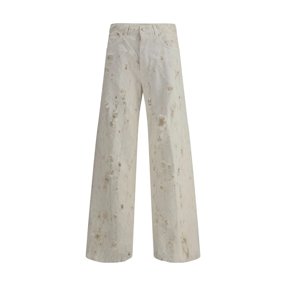 Haikure White Vintage Wide Leg Jeans With Button Closure - Female - Wide Jeans - W27 - Jeans