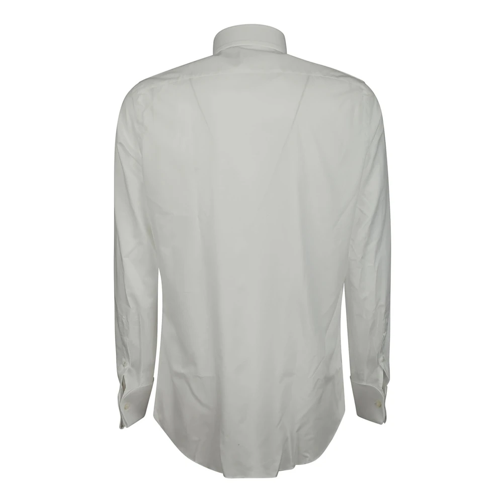Finamore Witte Katoenen Smoking Overhemd met Geplooide Detail White Heren