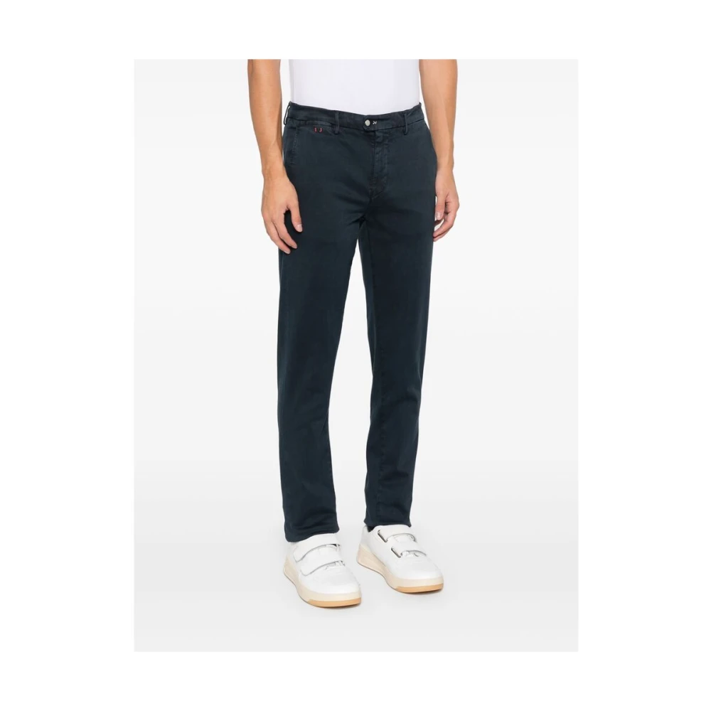 Tramarossa Navy Blauw Stretch-Katoen Tapered Broek Blue Heren