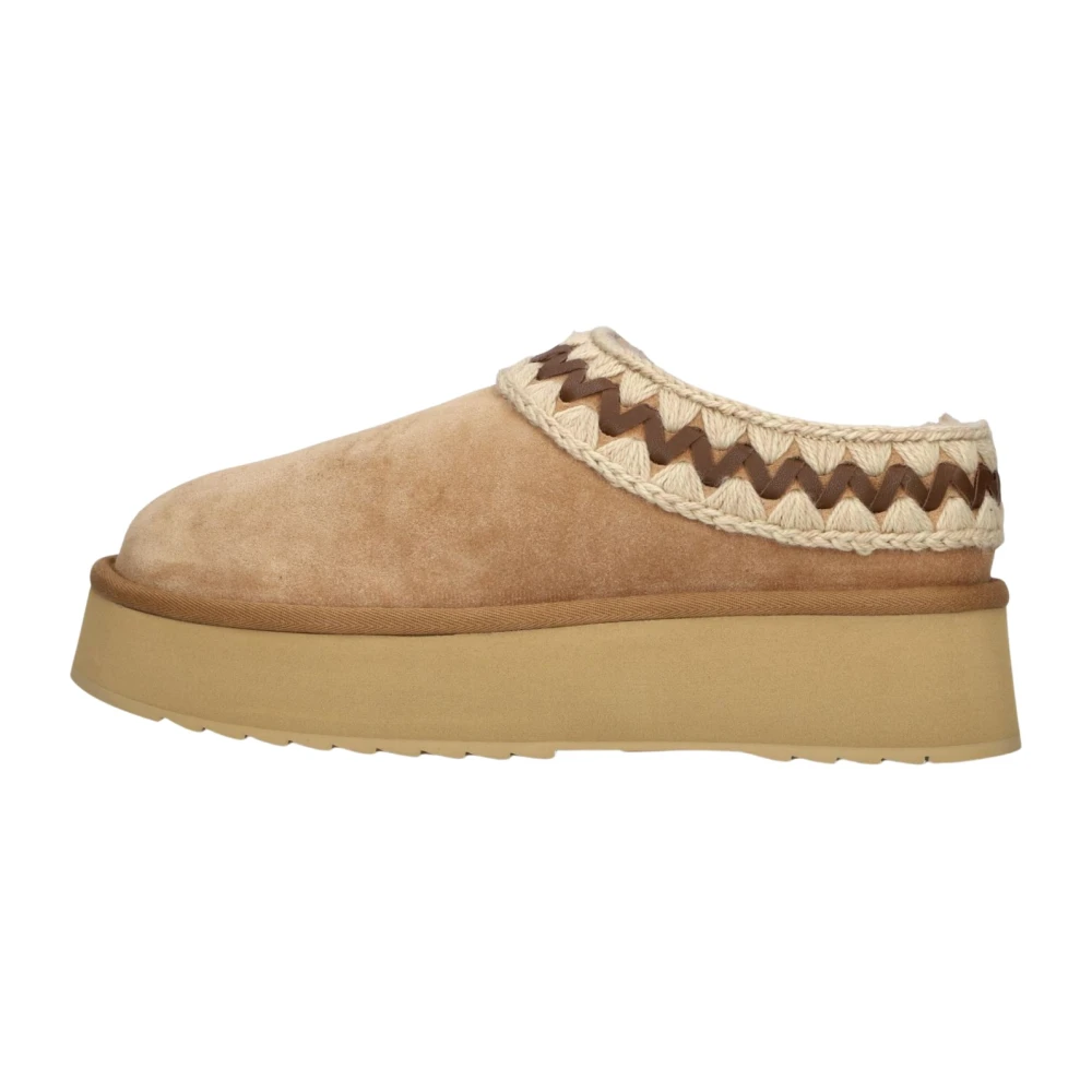 Mou , Slippers, Female, Beige, 7 Uk, Platform Clog Suede Leather St