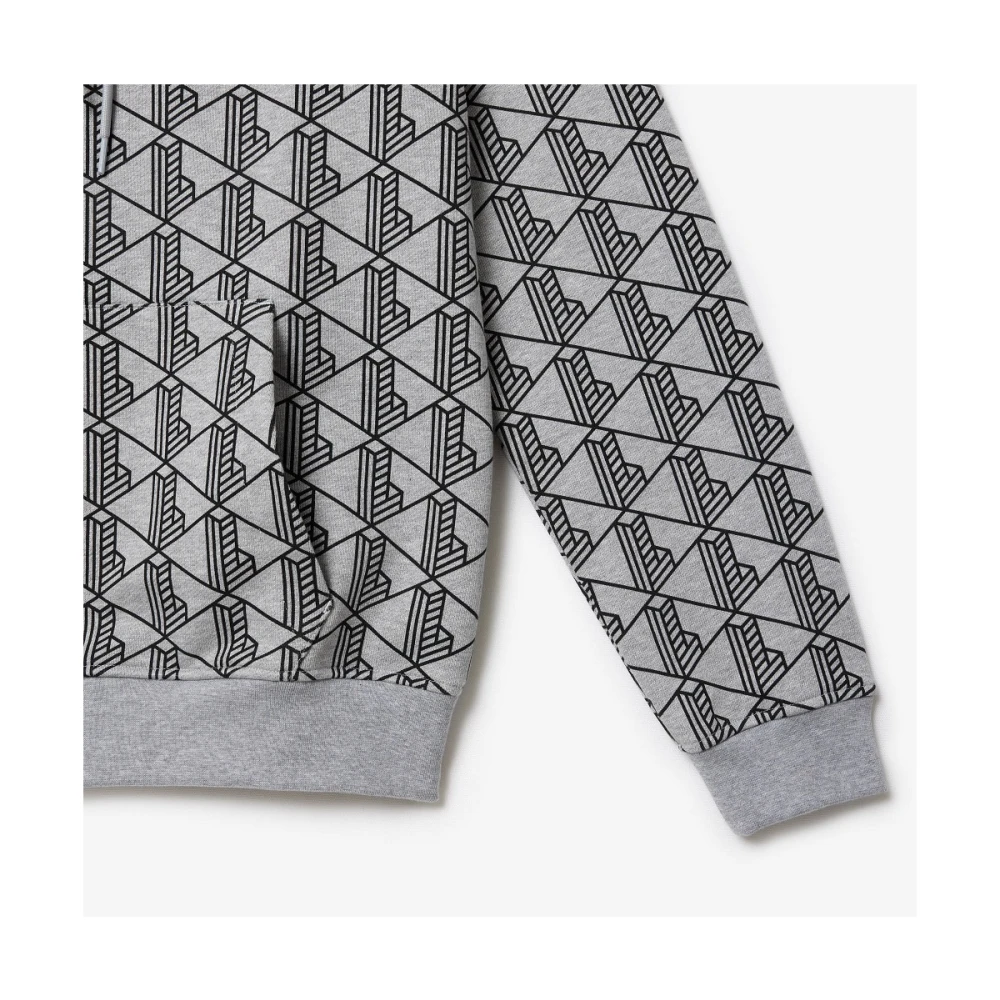 Lacoste Monogram Hoodie Grijze Trui Gray Heren