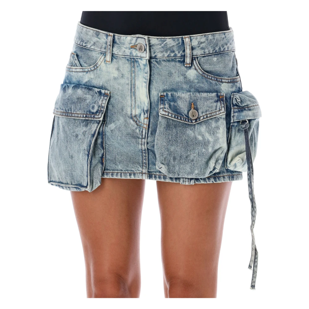 The Attico Blauw Gebleekte Fay Mini Cargo Rok Blue Dames