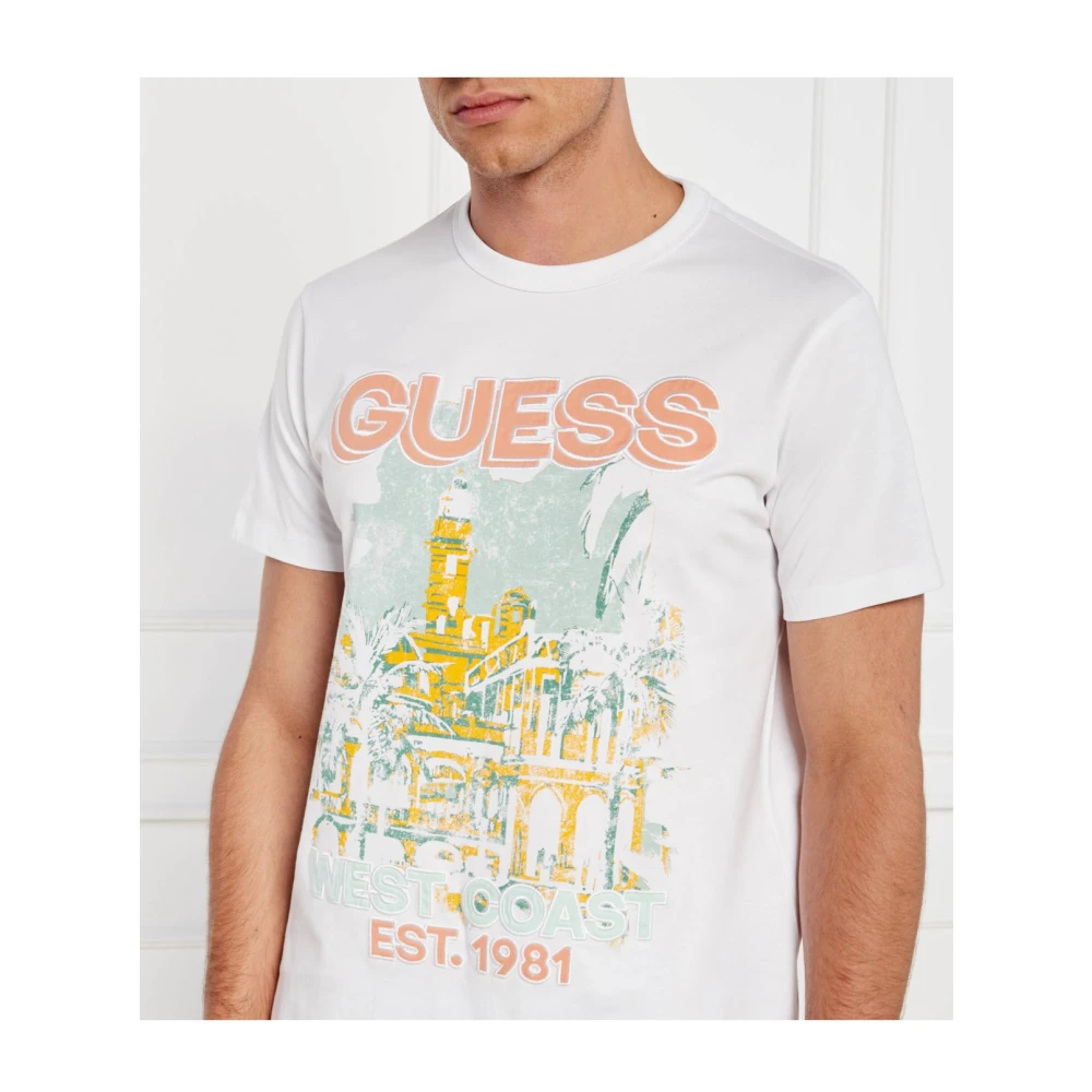 Guess Geprint T-shirt van katoen White Heren