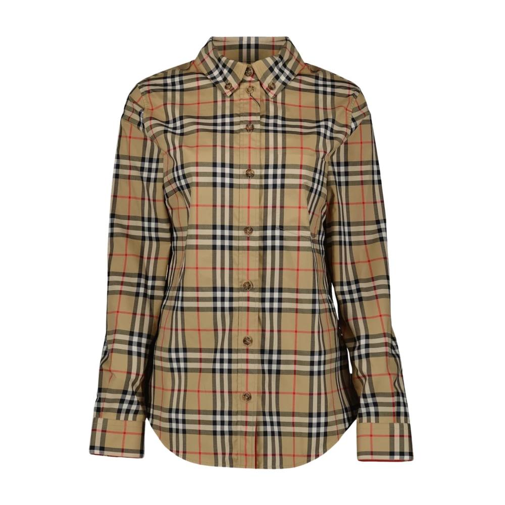 Burberry Women's Beige Shirts, 2XS, Vintage Check Lapwing Shirt