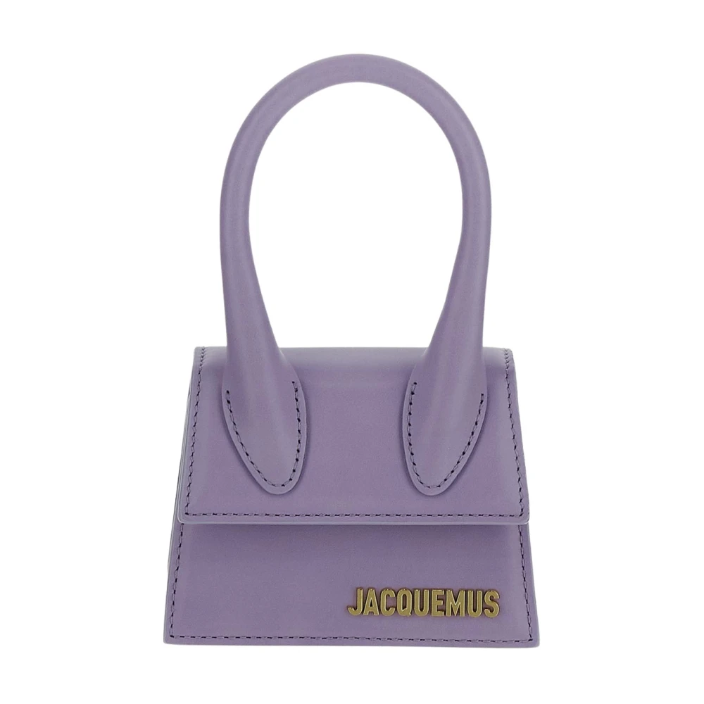 Jacquemus Lila Mini Tas met Gouden Logo Plaque Purple Dames