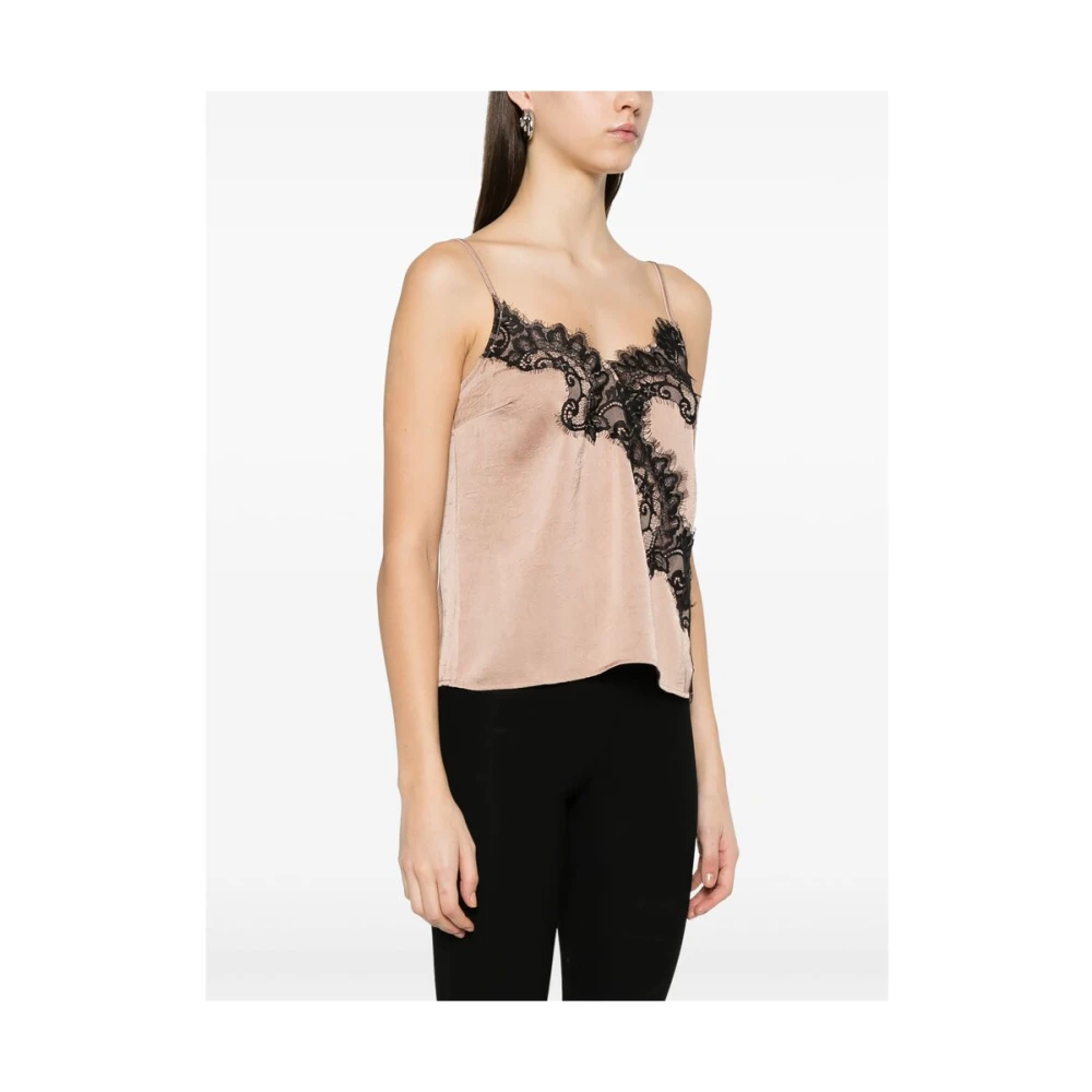 BAUM UND PFERDGARTEN Kanten V-hals Spaghettibandjes Top Beige Dames