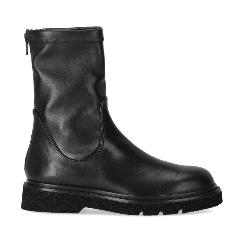 Guglielmo Rotta Damen Schwarz Er Lederstiefelette Mit Sockeneffekt