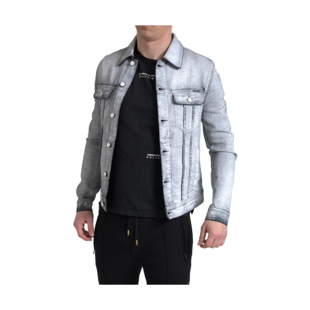 Dolce & Gabbana Elegante grijze denimjack Gray Heren
