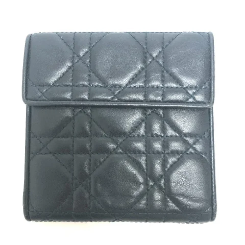 Dior Vintage Pre-owned Leather wallets Blue Dames