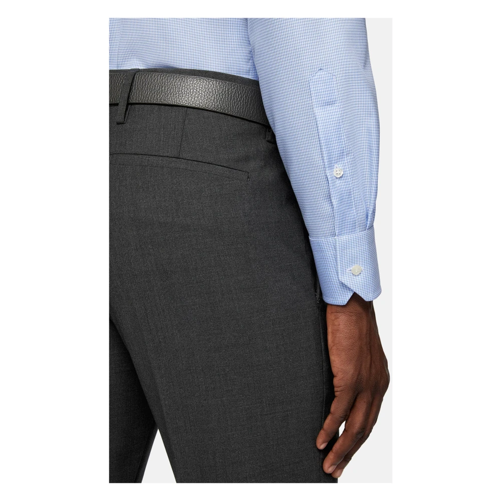Boggi Milano Overhemd van Twill Katoen Regular Fit Ultimate Non-Iron Geruit Blue Heren