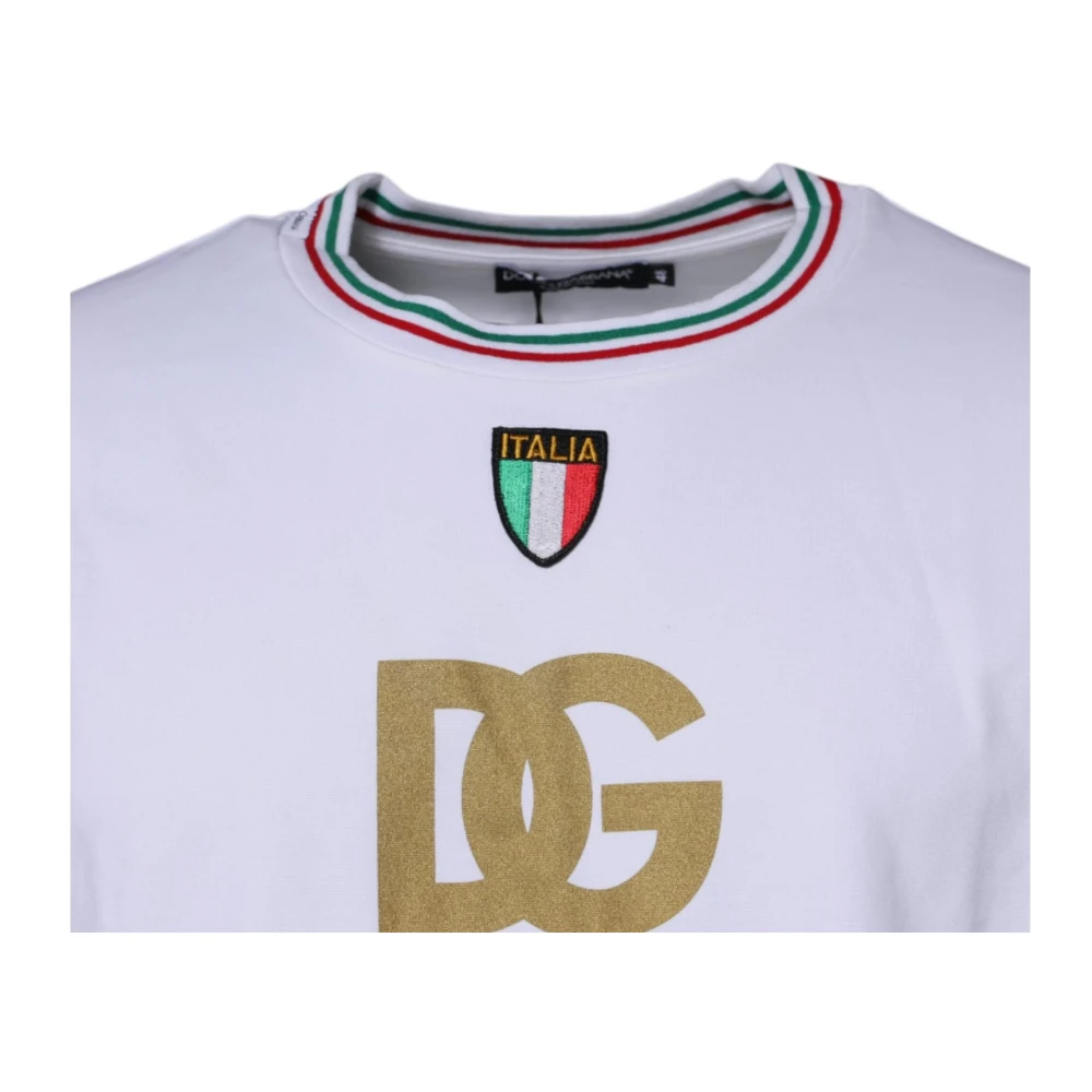 Dolce & Gabbana Grafische Print Katoenen Crew Neck T-shirt White Heren