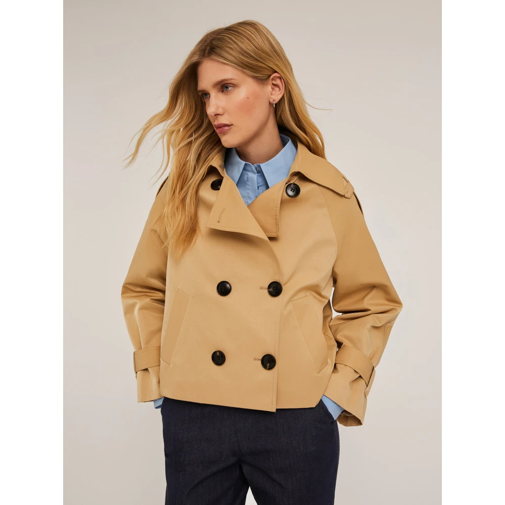 Motivi Korte double-breasted trenchcoat Beige Dames