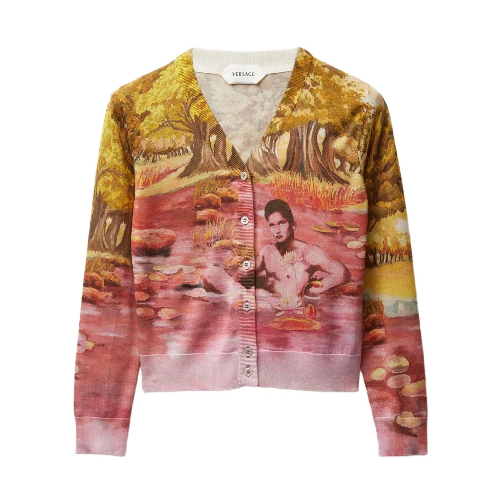 Versace Multicolor V-Neck Cardigan - Female - Cardigans - S - Knitwear