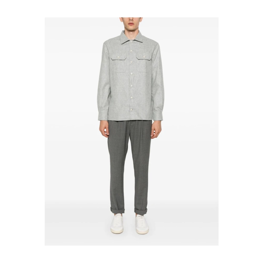 BRUNELLO CUCINELLI Grijze Wol Mélange Effect Shirt Gray Heren