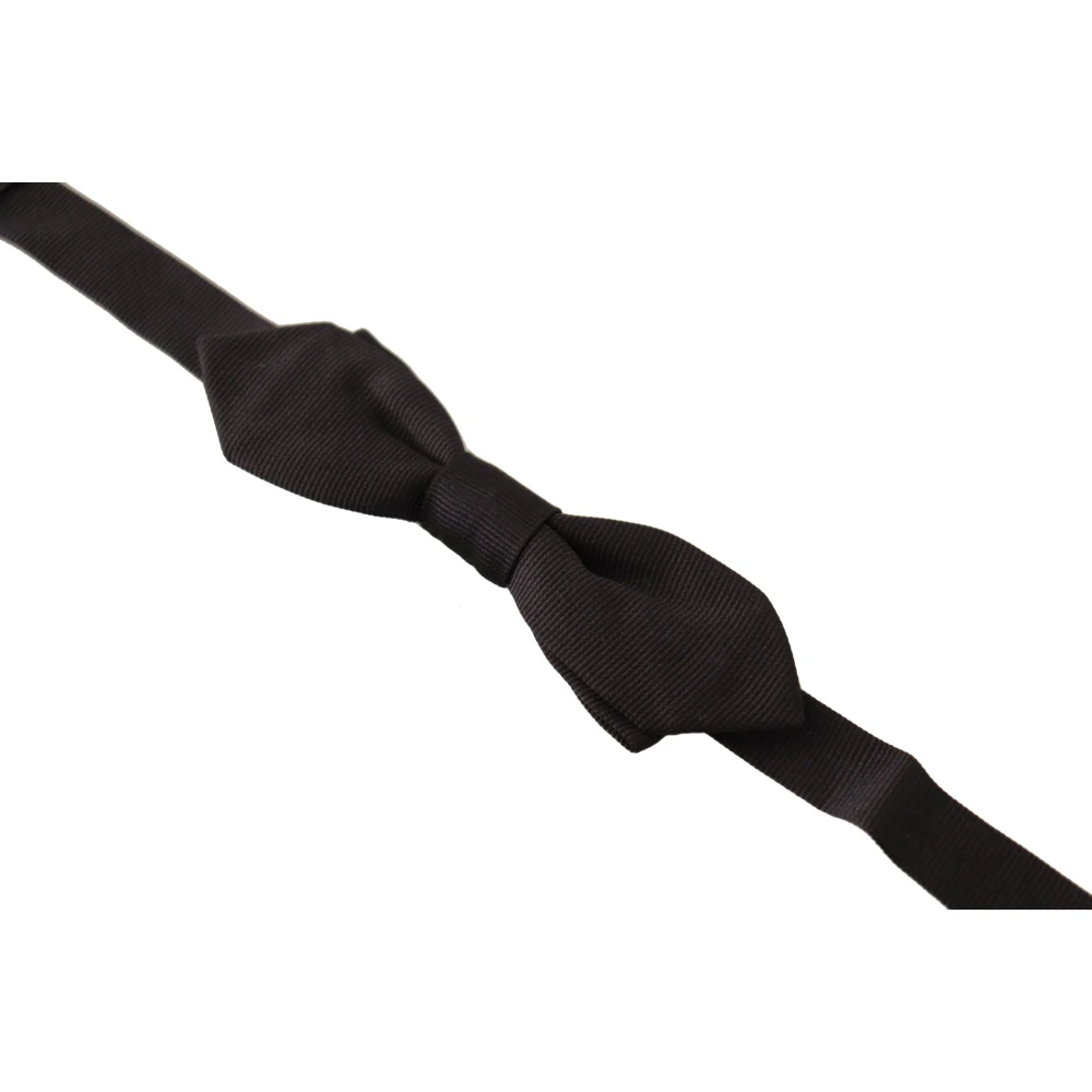 Dolce & Gabbana Elegante zwarte zijden vlinderdas Black Heren