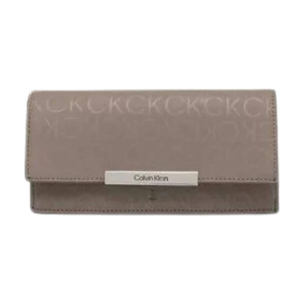 Calvin Klein Linjär Stor Plånbok för Kvinnor Beige, Dam