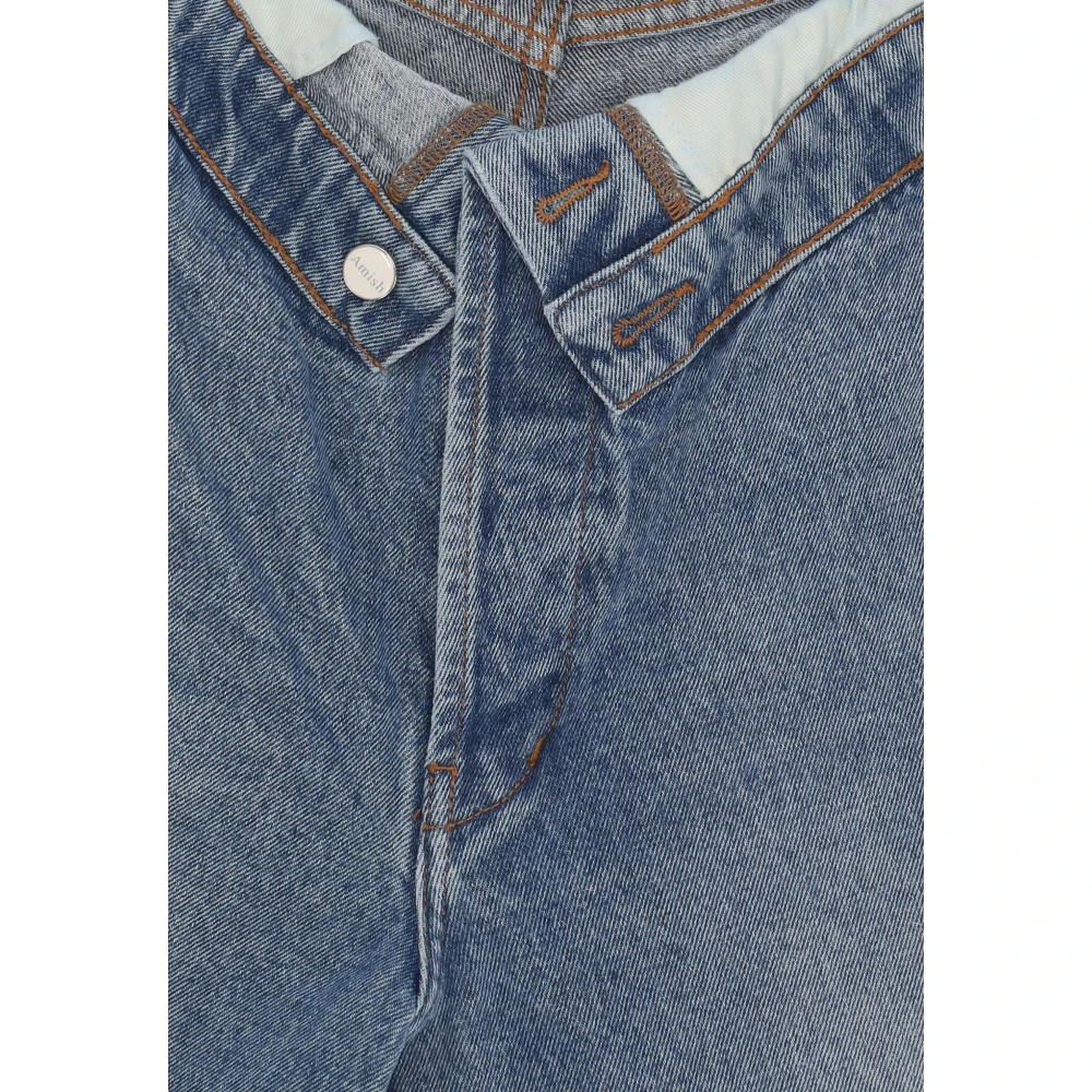 Amish Oprollen Denim Jeans Blue Dames