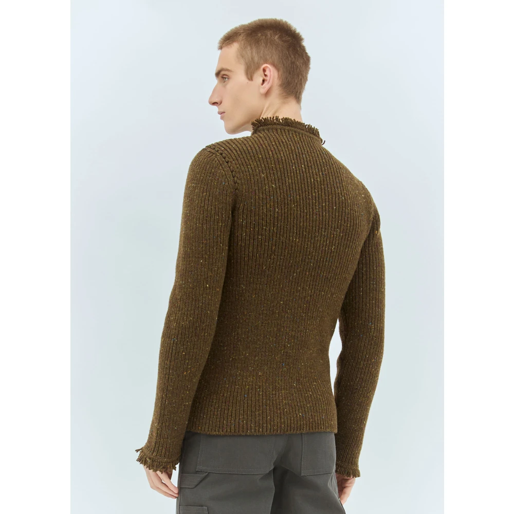 Burberry Fringed Wool Sweater Brown Heren