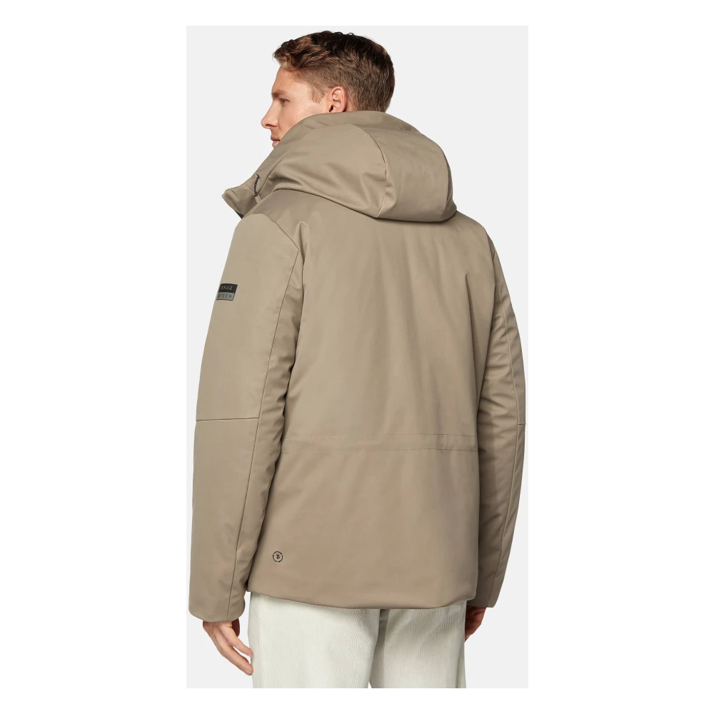 Boggi Milano Gewatteerde Block Jacket van Technische Stof Beige Heren