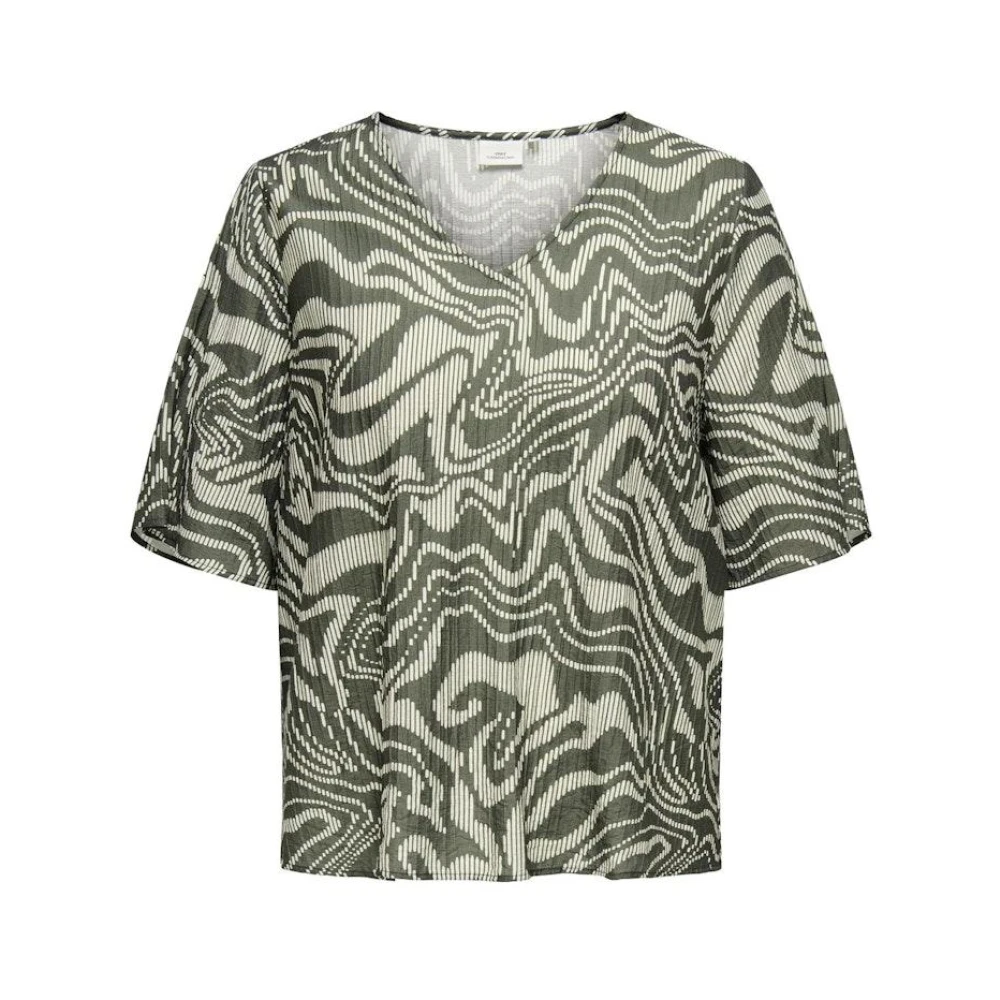 Only Carmakoma V-hals top met AOP-patroon Green Heren