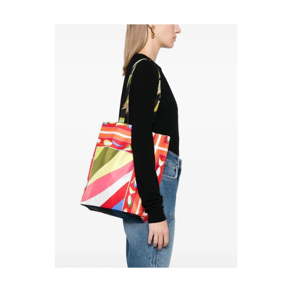 EMILIO PUCCI Rode Abstract Patroon Print Tote Tas Multicolor Dames