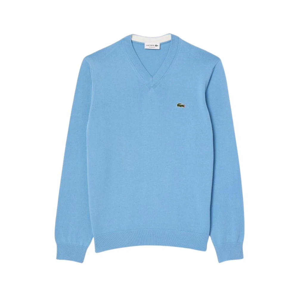Lacoste Biologisch katoenen V-hals trui Blue Heren