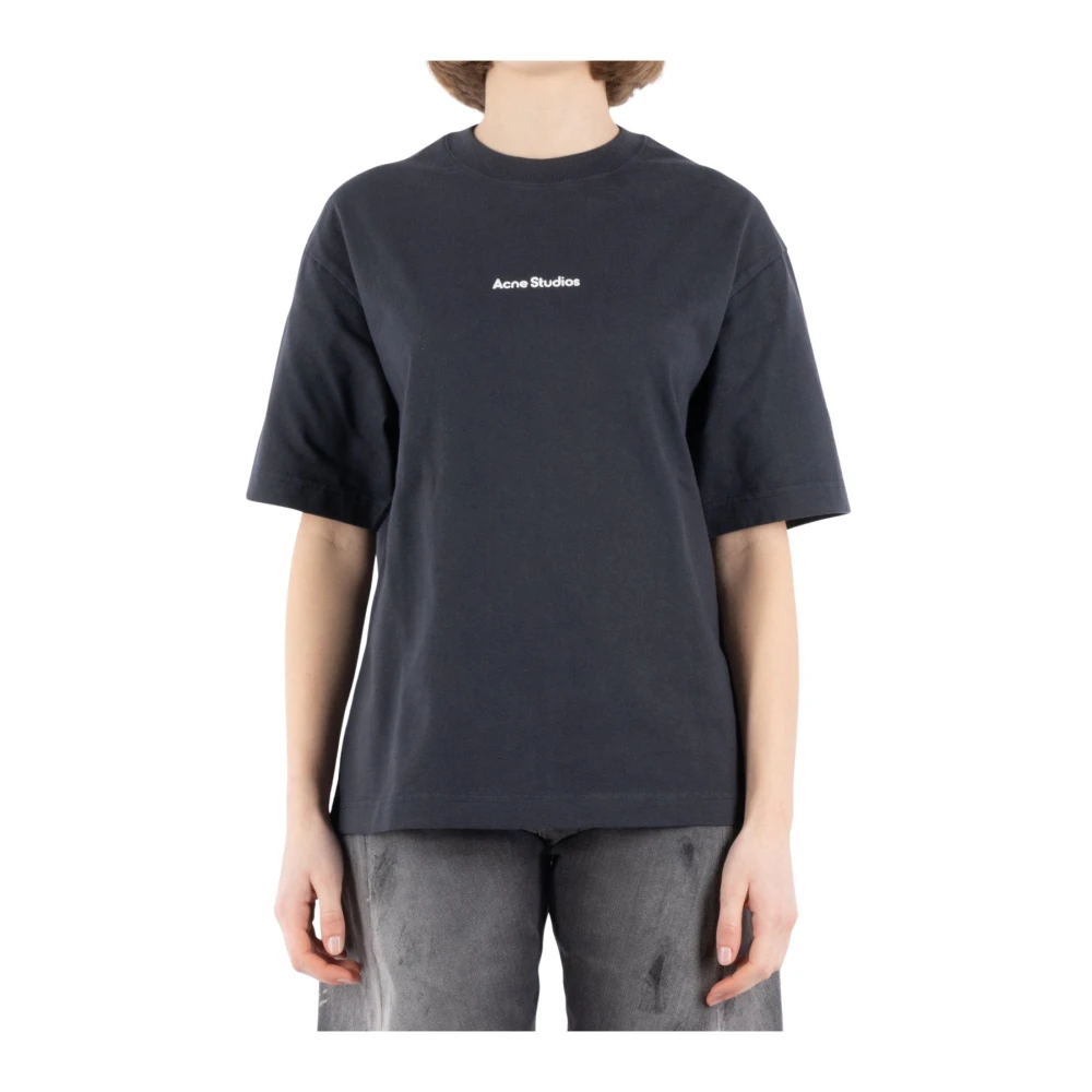 Acne Studios Zwart Katoenen T-Shirt Cl0274 Black Dames