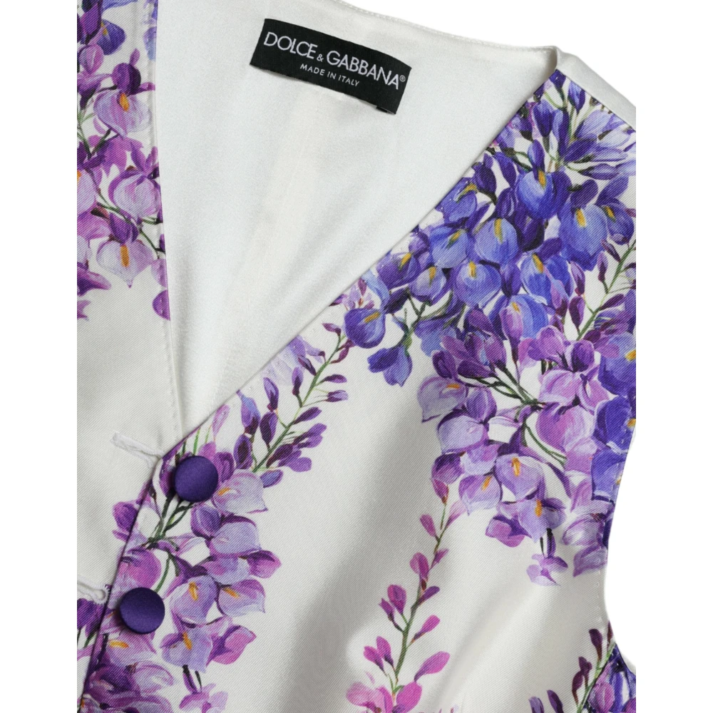 Dolce & Gabbana Elegant Bloemen Zijden Blend Vest Multicolor Dames