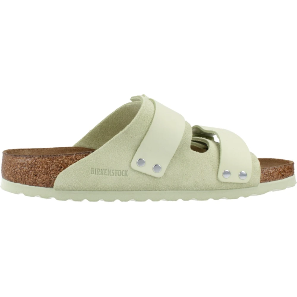 Birkenstock Nubuck/Suede Läder Sliders Green, Dam