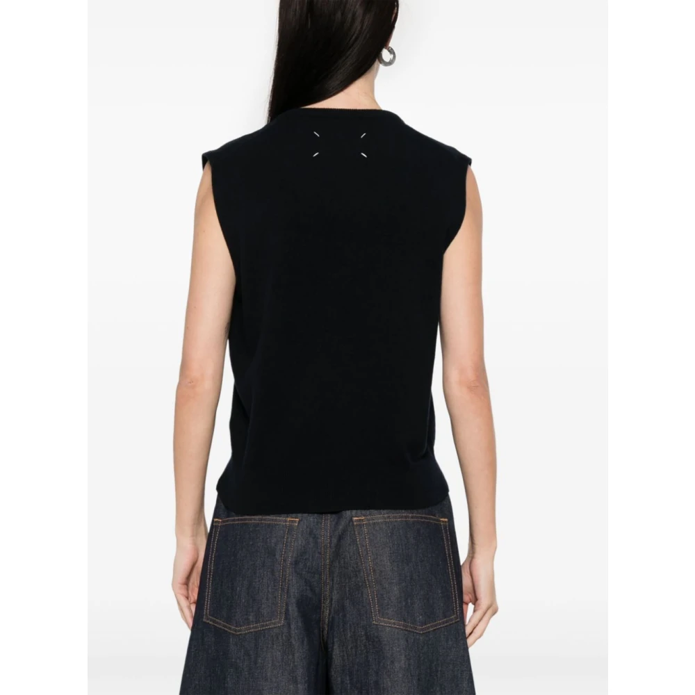 Maison Margiela Zwarte Gebreide Jas Black Dames