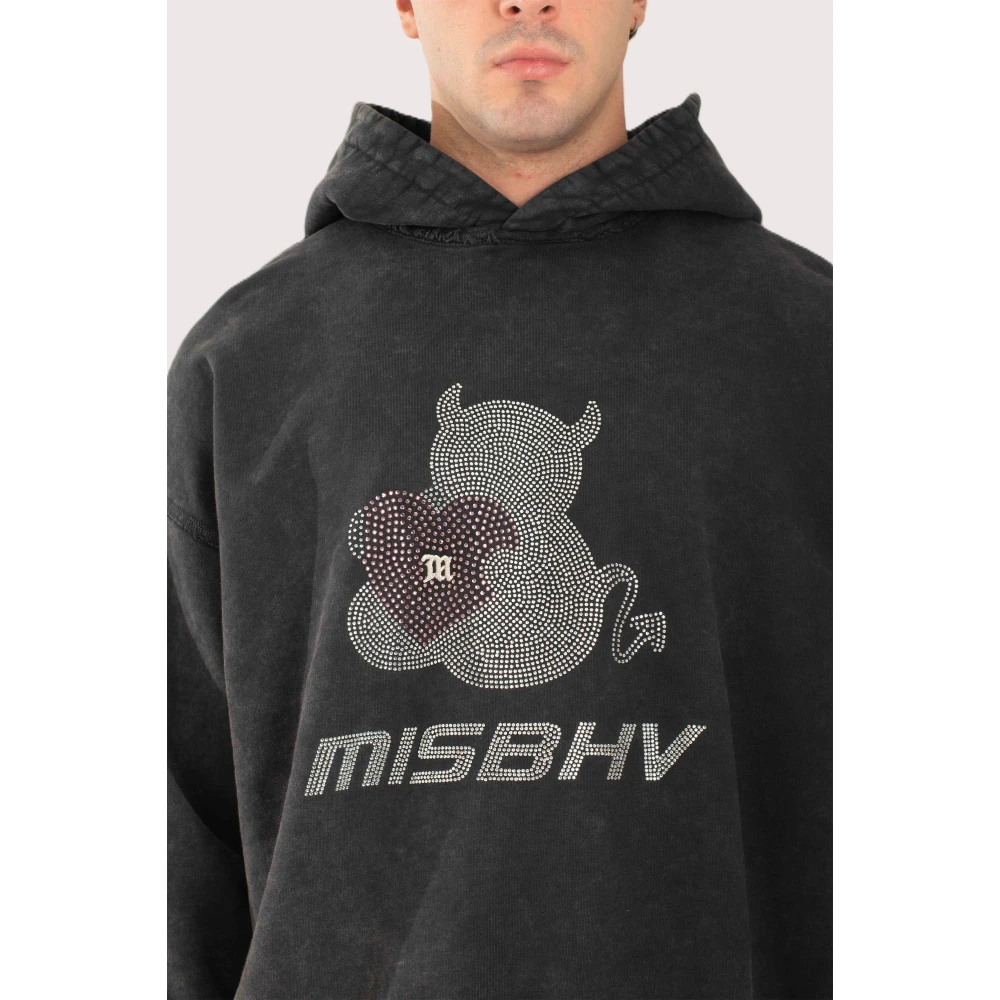 Misbhv Strass Hoodie in Gewassen Zwart Black Heren