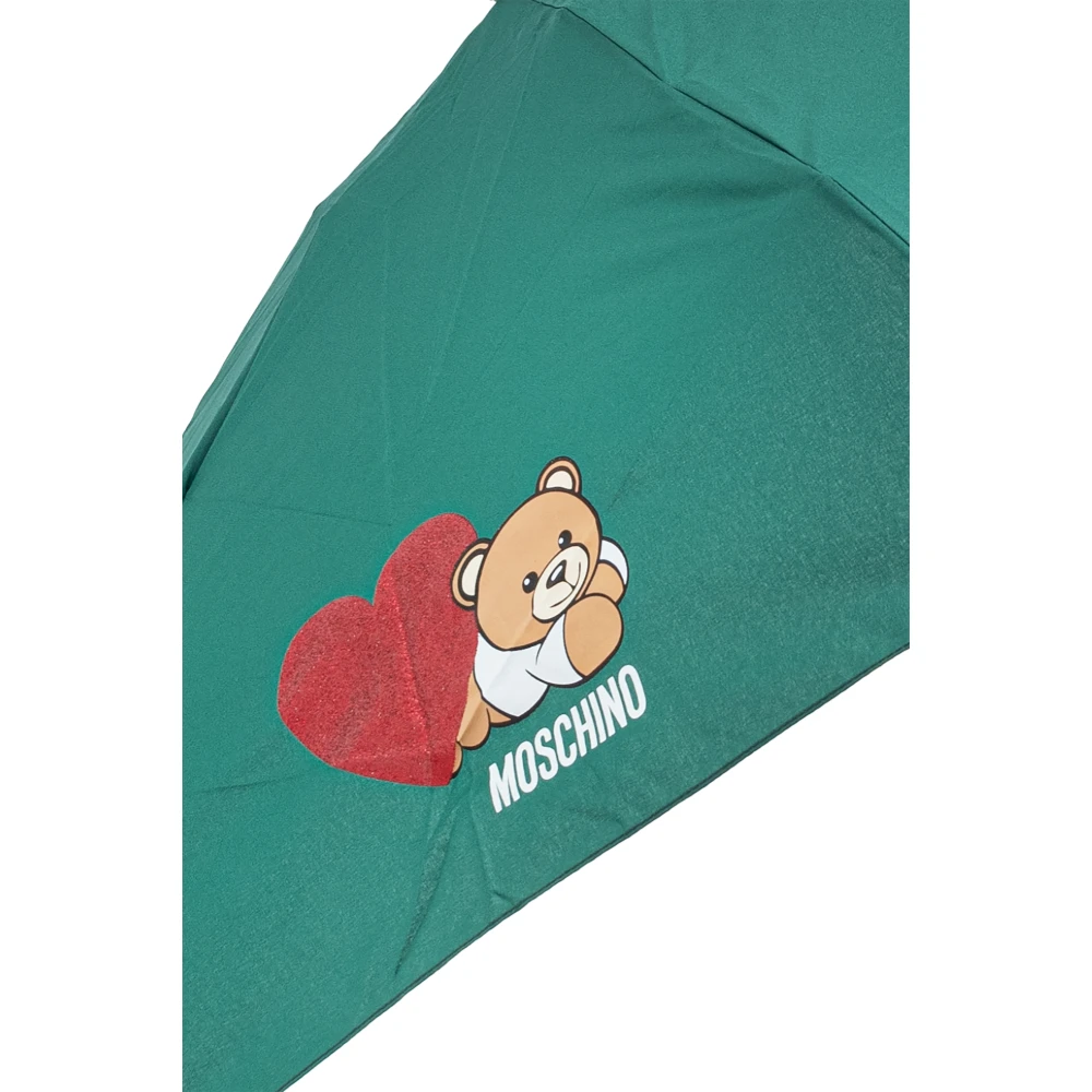Moschino Opvouwbare paraplu met logo Green Unisex