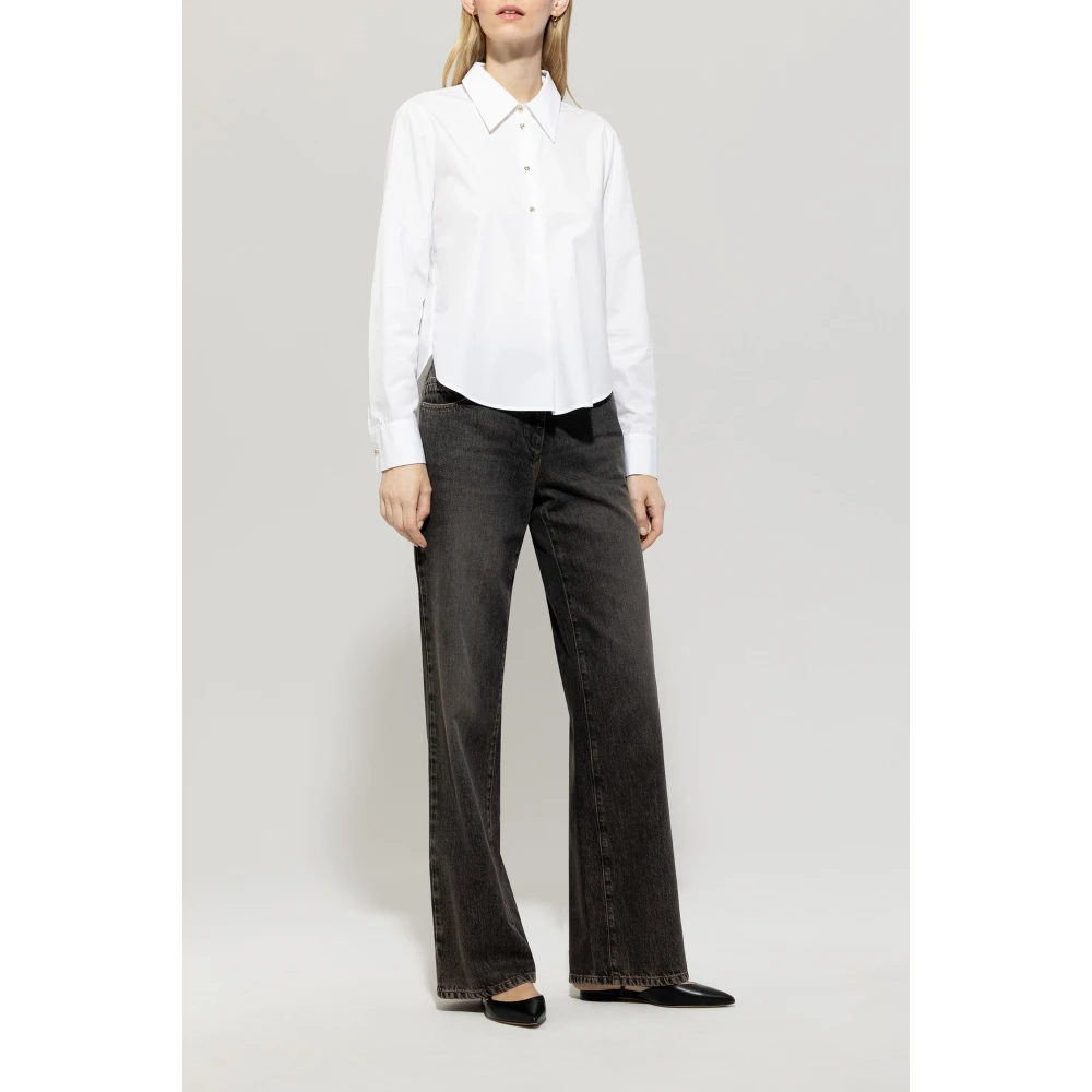 LUISA CERANO Katoenen Tuniekblouse met Gouden Knopen White Dames