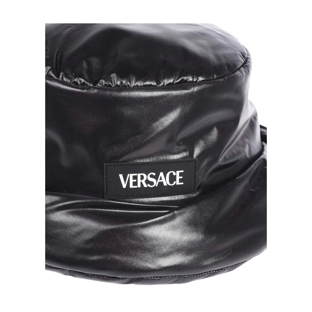 Versace Gewatteerde Nylon Bucket Hat Black Dames
