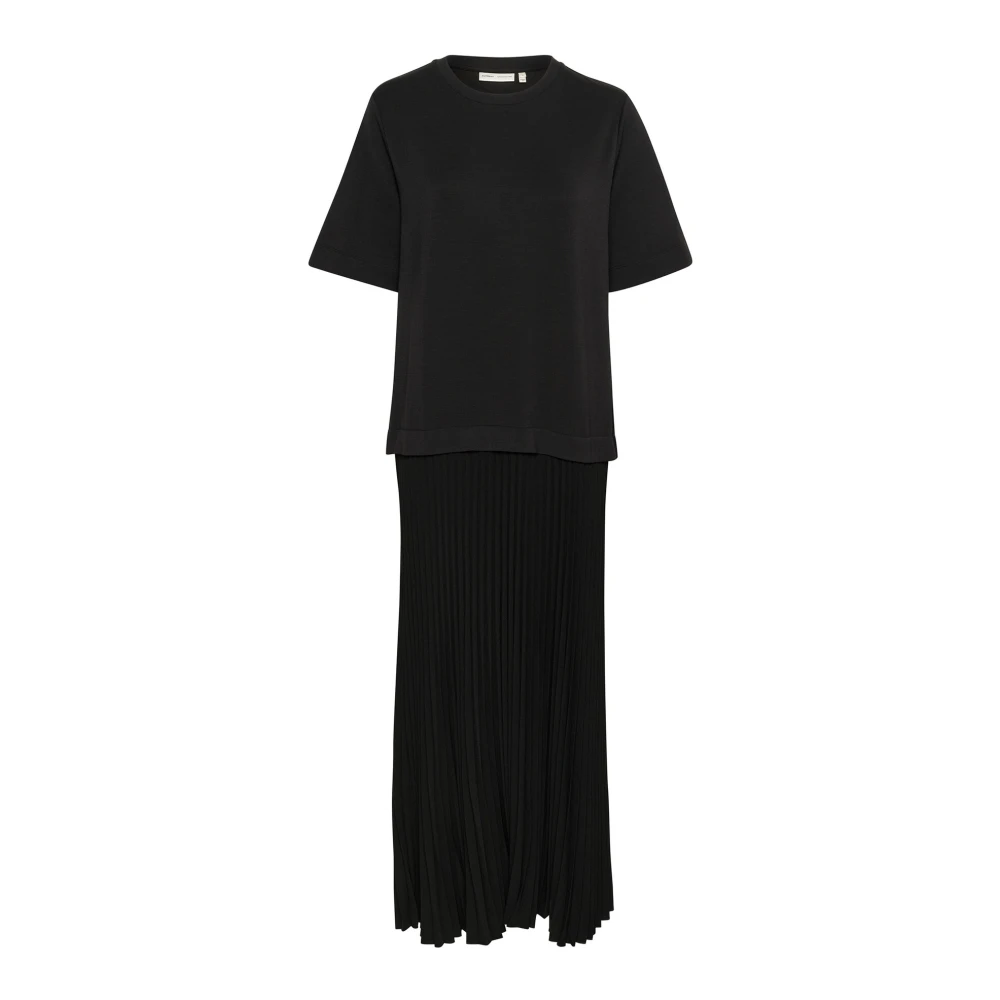 InWear Zwarte Plissé Jurk met Wijde Mouwen Black Dames