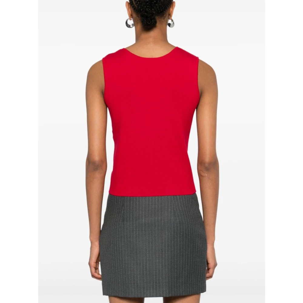 Twinset Rode Gebreide Top met Ovale Plaquette Red Dames