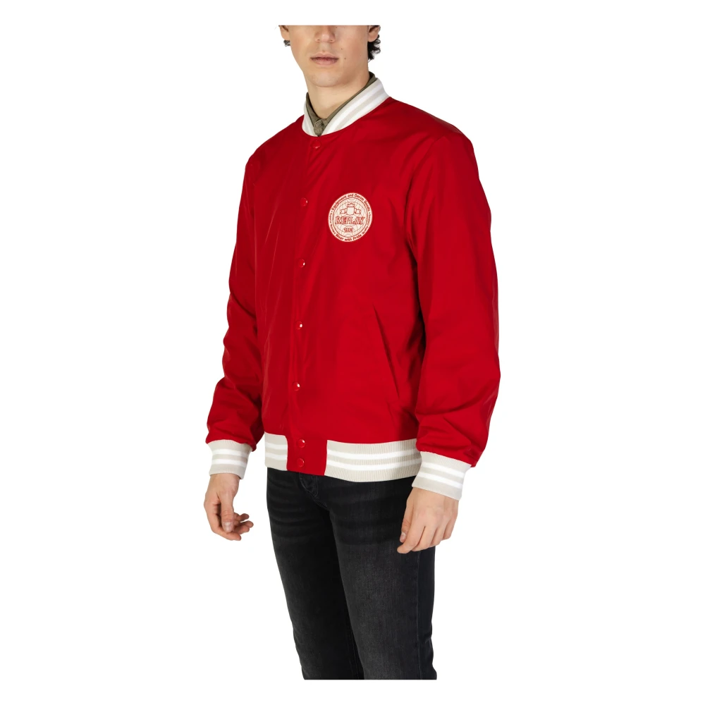 Replay Rode Effen Blazer met Rits Red Heren