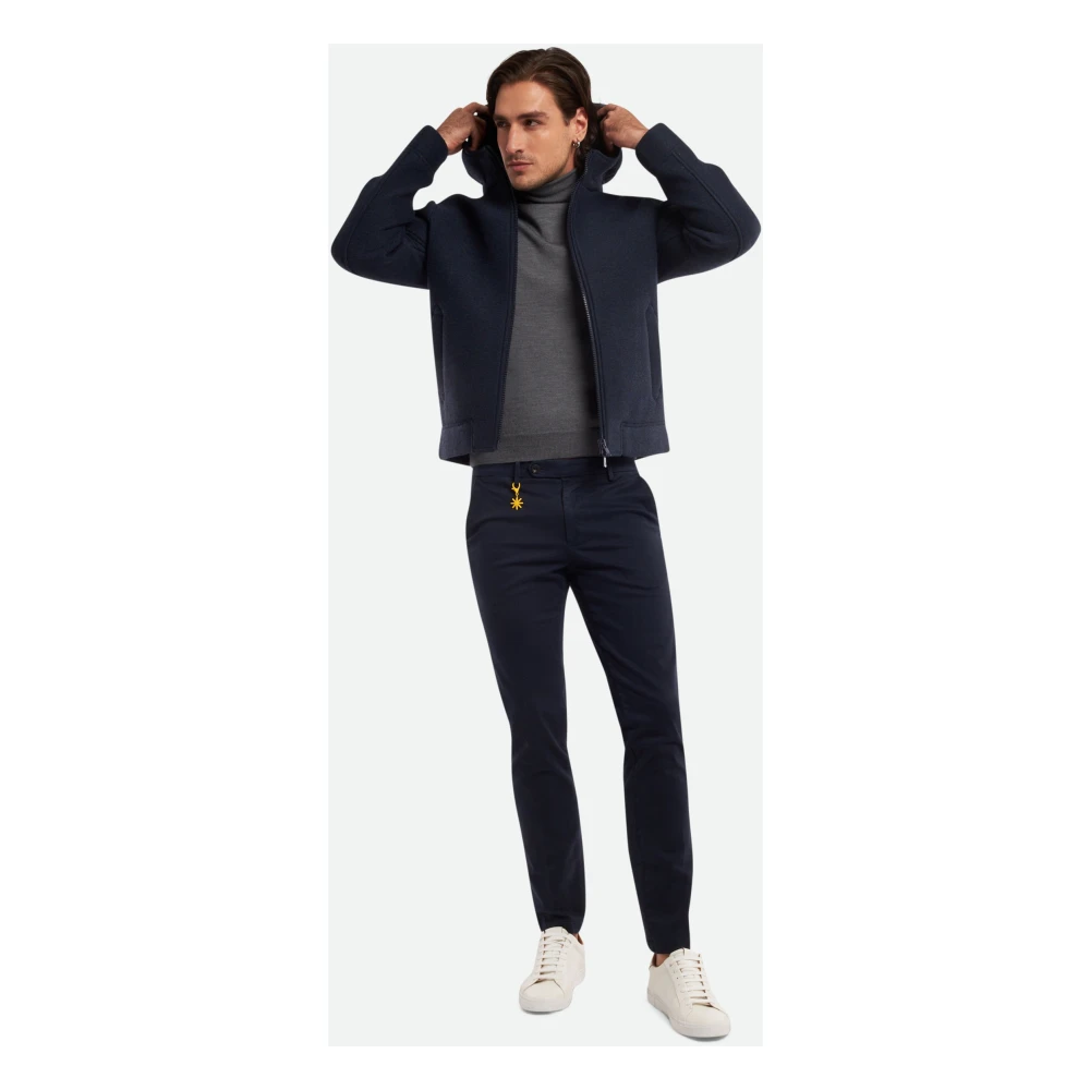Manuel Ritz Blauwe Jas met Rits en Capuchon Blue Heren