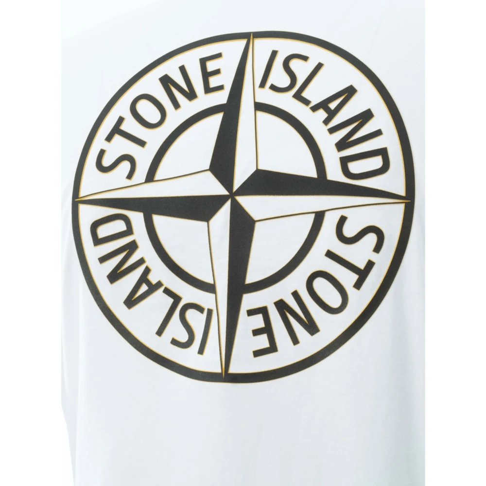 Stone Island Kompas Print Wit T-shirt White Heren