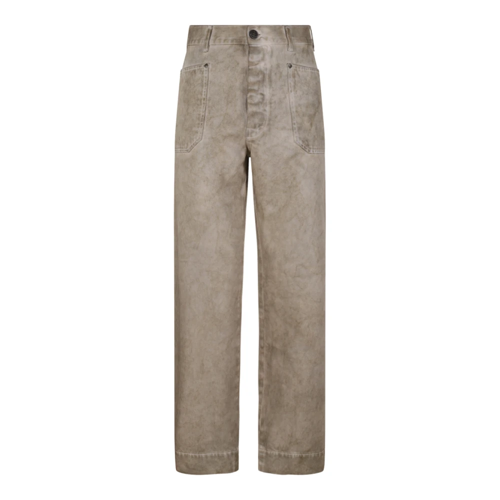 Vivienne Westwood Men's Beige Metallic Straight-Leg Trousers - Straight Fit Jeans - W30 - Jeans